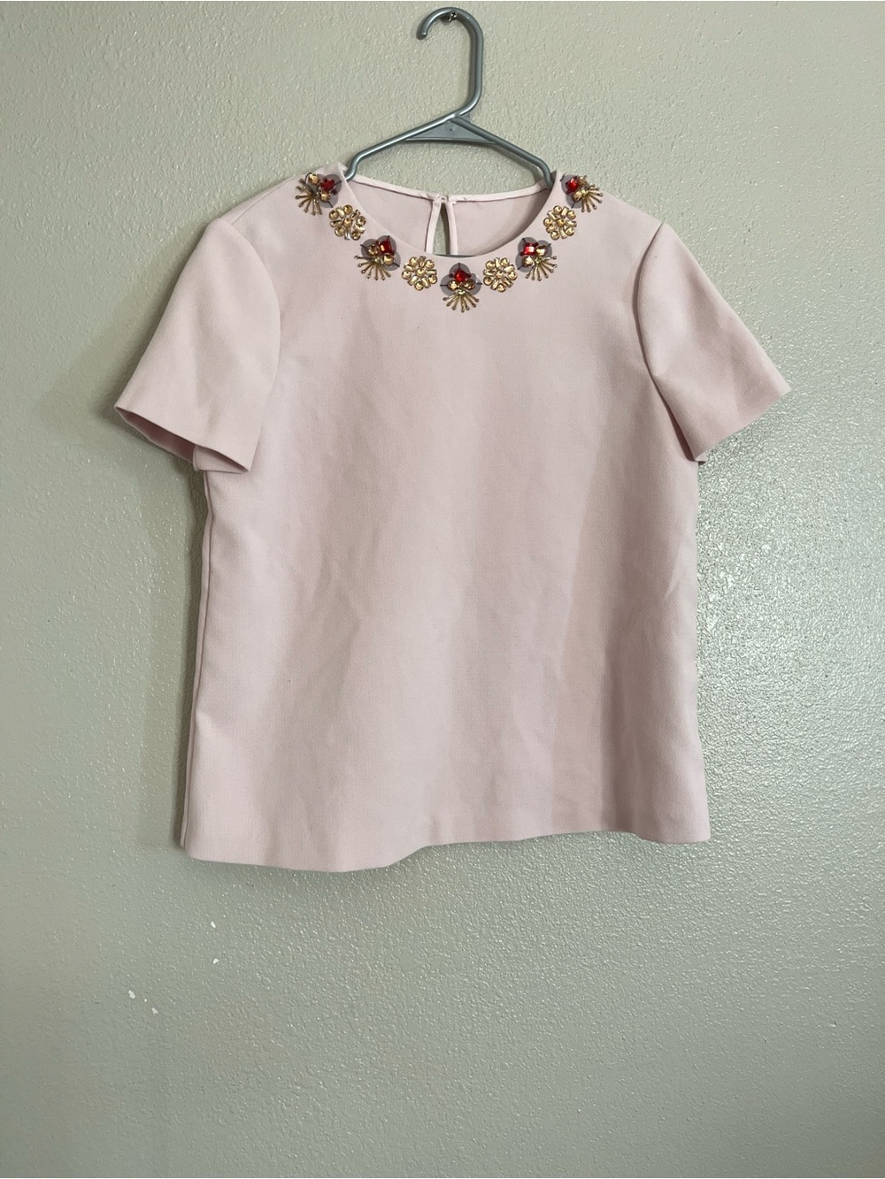 Kate spade Women's Embellished Light Pink Short Sleeve Top